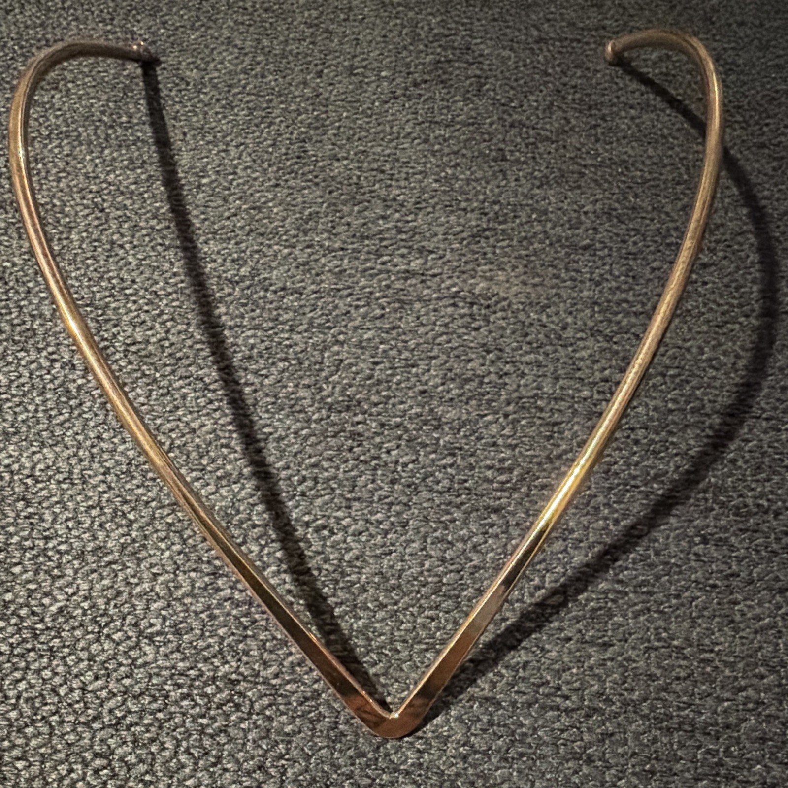 Gold Tone V Shaped Metal Necklace