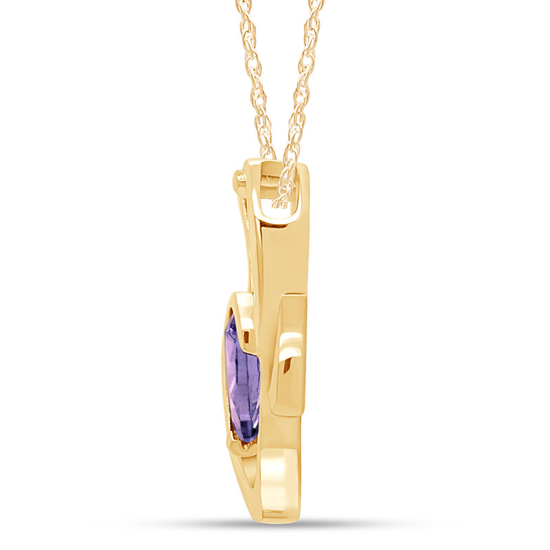 Simulated Alexandrite Penguin Pendant Necklace 14K Gold Plated Silver