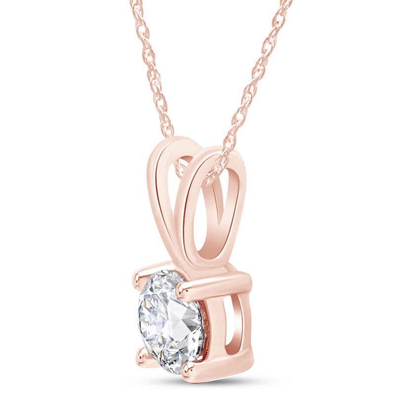 0.35 Ct Simulated Diamond 14K Rose Gold Plated Solitaire Pendant Necklace 18″