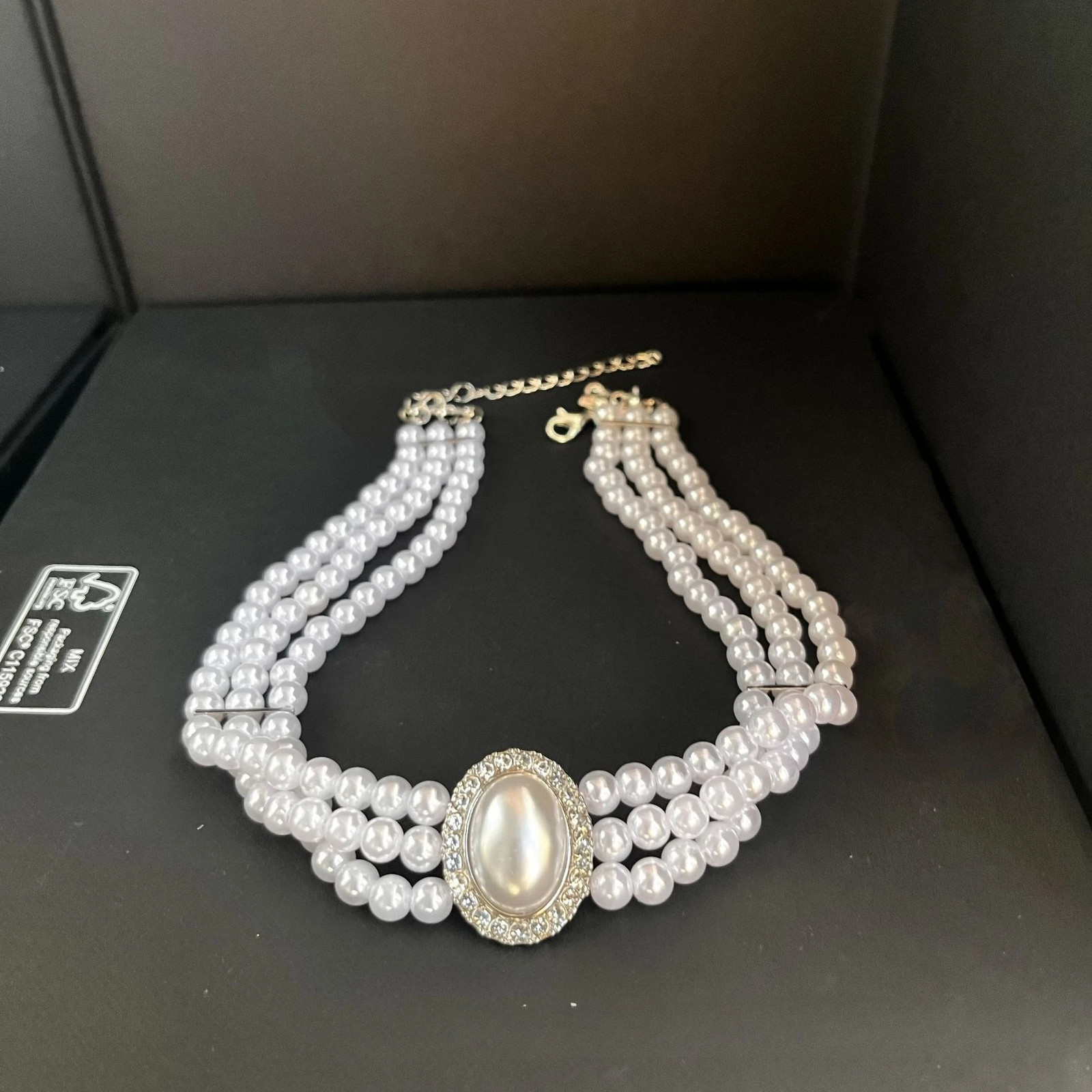 Multi Layer Pearl Necklace, Women’s Jewelry Set with Diamonds Imitation Pearl