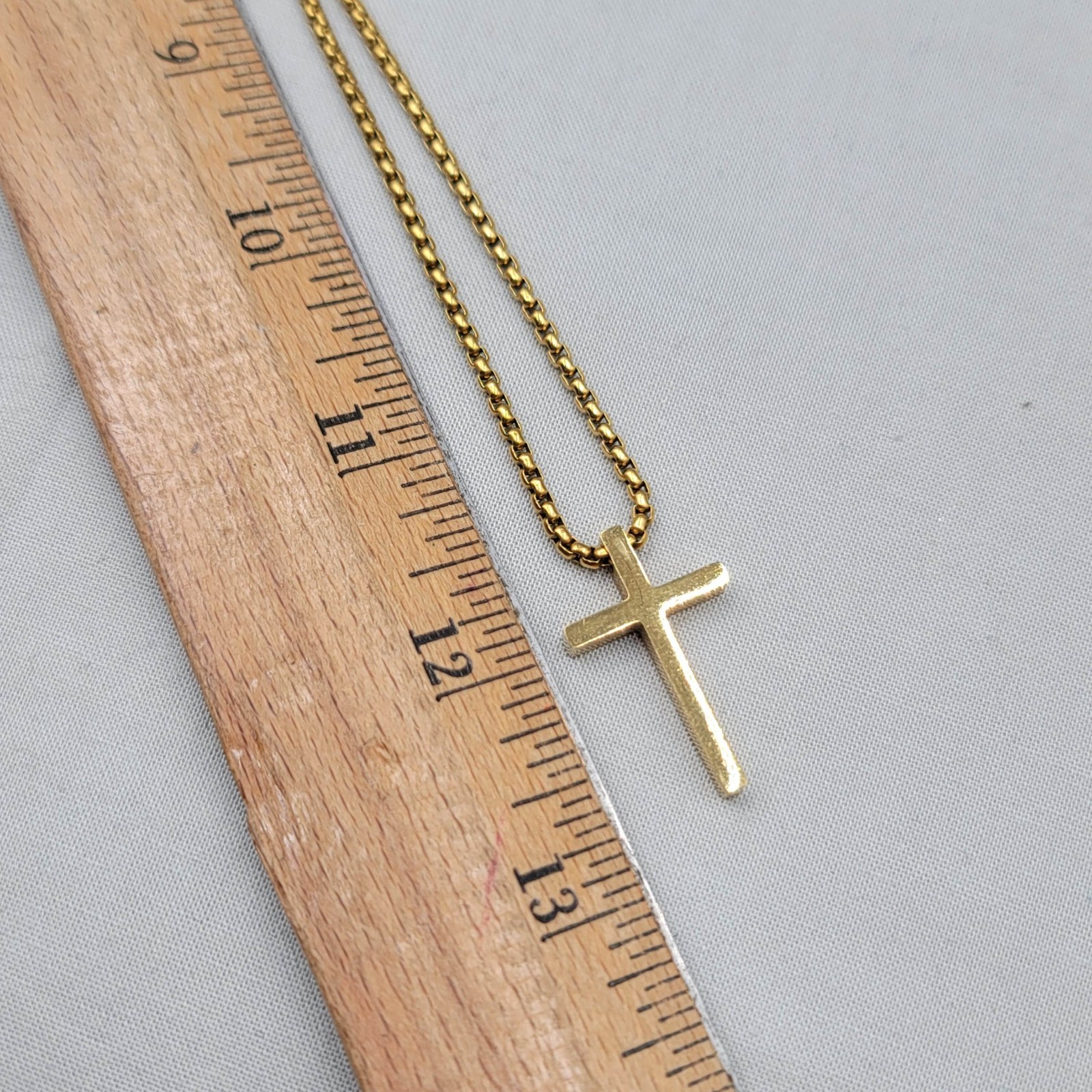 Cross Pendant Gold Plated Necklace Rolo Box Chain 24″ Unisex