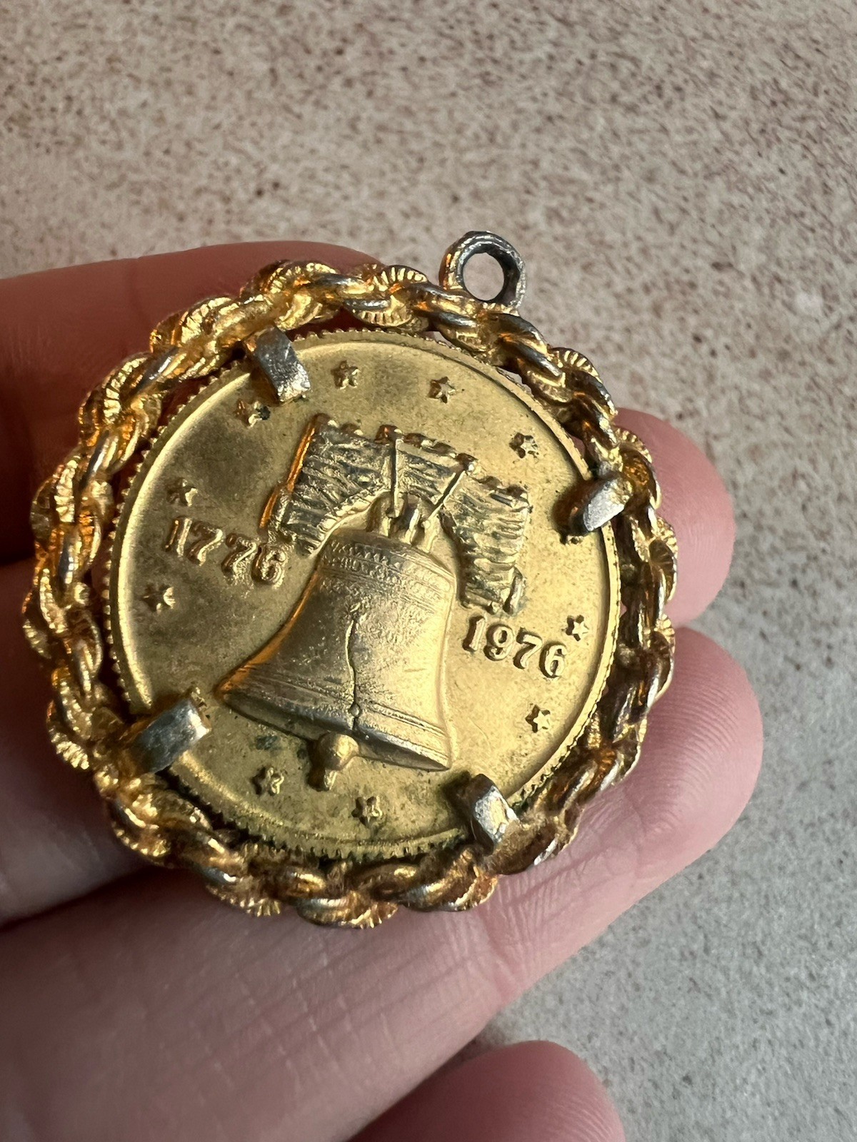 Liberty Bell Coin Pendant For Necklace Or Charm 1776 1976 Has Wear Read C6