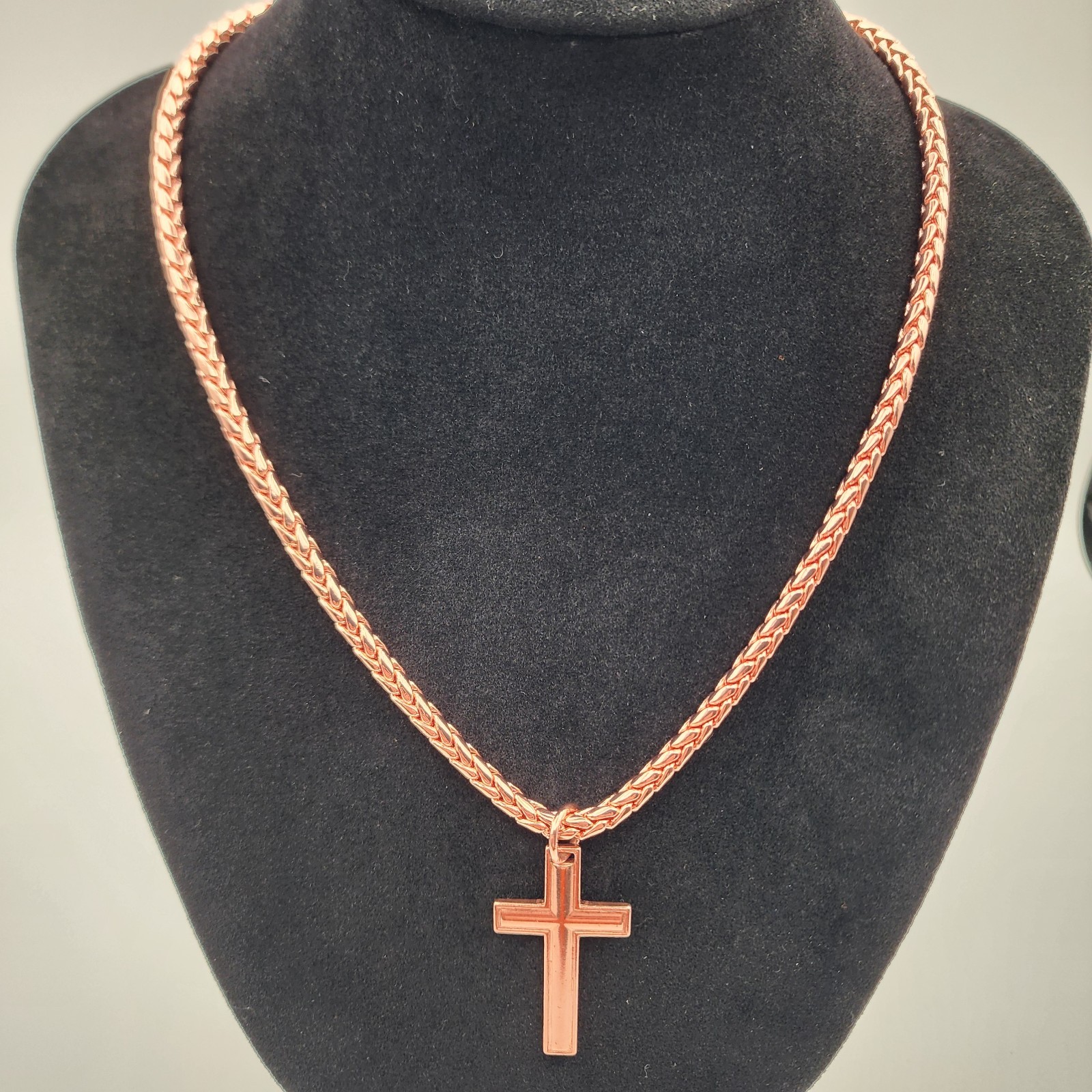 Pure Copper Cross Necklace with Dragon Bone ChainA timeless symbol of faith…