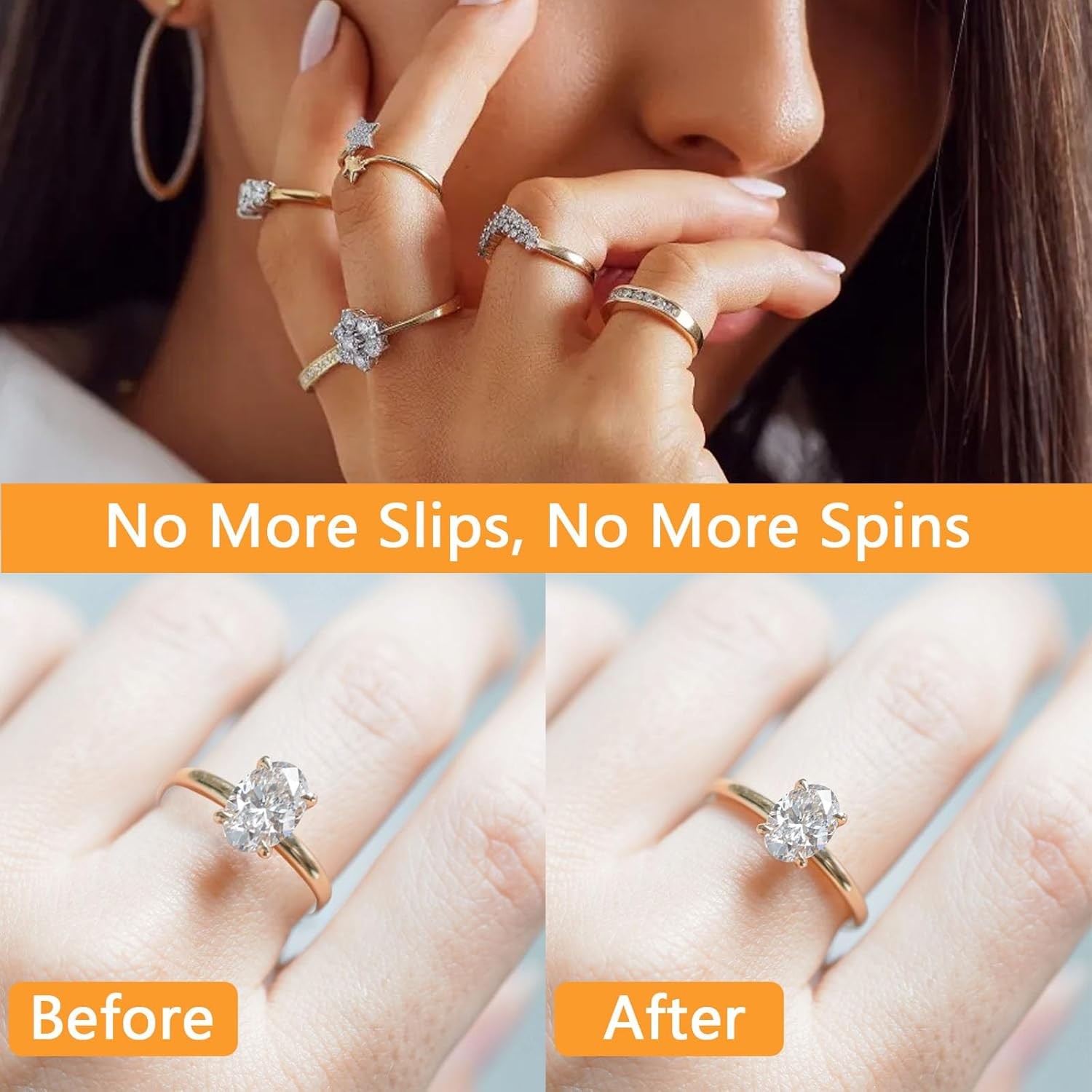 Ring Sizers for Loose Rings, 12 Packs Ring Guards & 1 Ring Sizer Belt, Ring Size