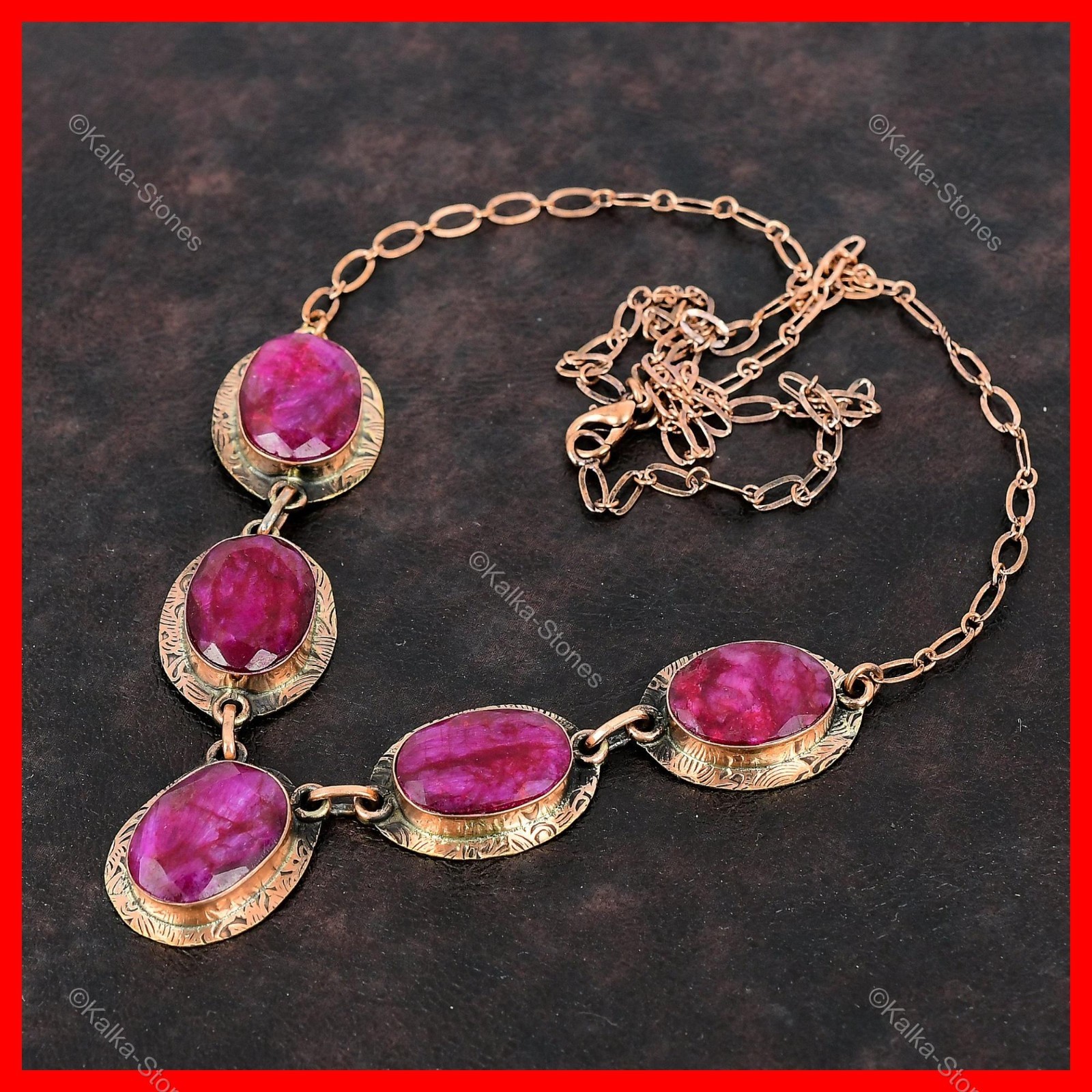 Copper Kashmir Rubi Gemstone Best Daughters Gift Birthday Anniversary Necklace