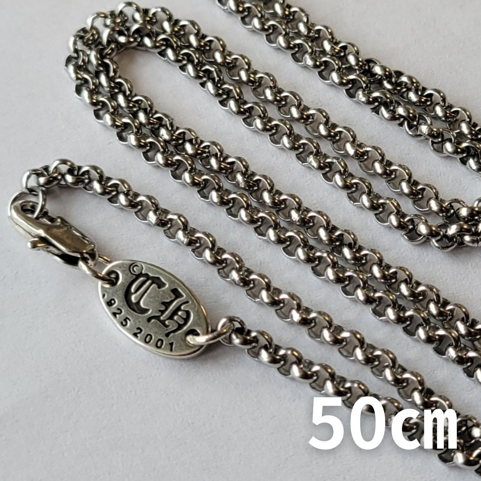 Chain Necklace, 925 Sterling Silver Plated, Engraved, 50 cm