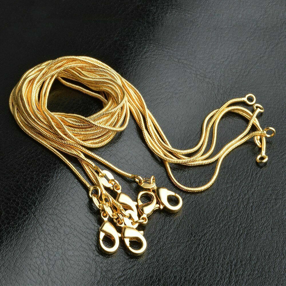 Men&Women’s 18K Gold Filled Tarnish-Free Classic 1.2mm Thin Snake Chain Necklace