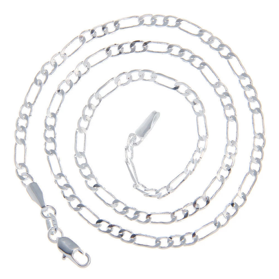 LOT OF TEN (10) Italian 2mm Figaro 20 Inch Flat Chain Necklaces Sterling Silver