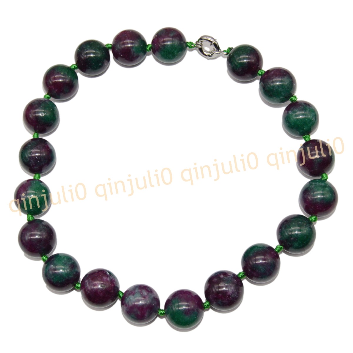 Huge 20mm Natural Green Red Zoisite Gemstone Round Beads Necklace 16-36 inches