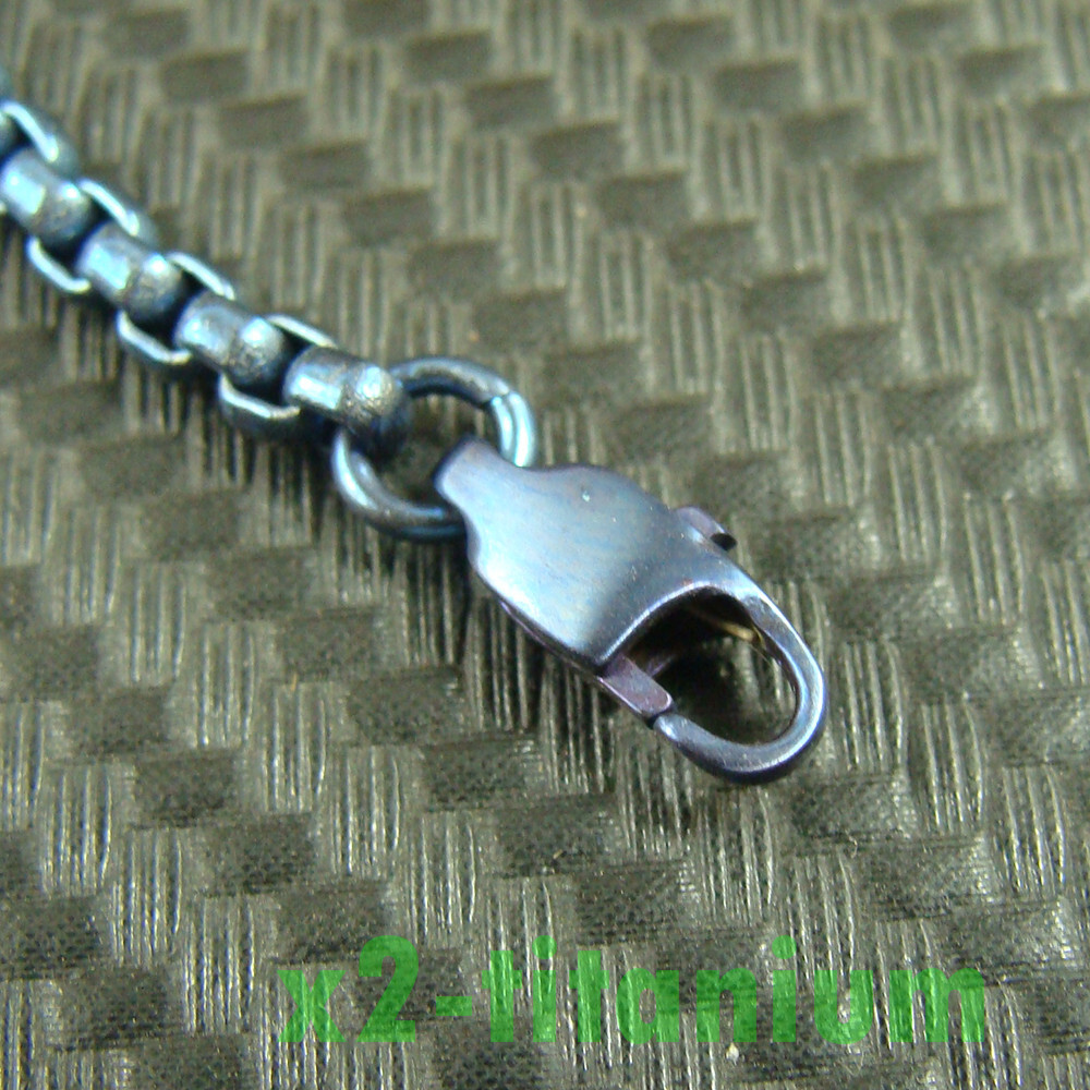 Blue anodized Titanium Ti 3mm Rolo box chain necklace anti-allergy XH283B