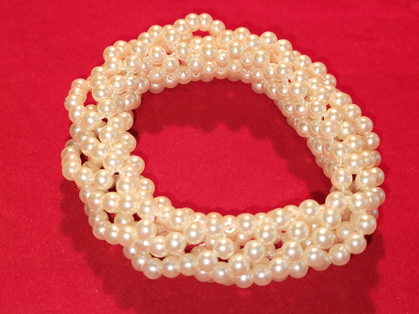 Three Piece Faux Pearl Set-Bracelet, Barrette and Choker Necklace