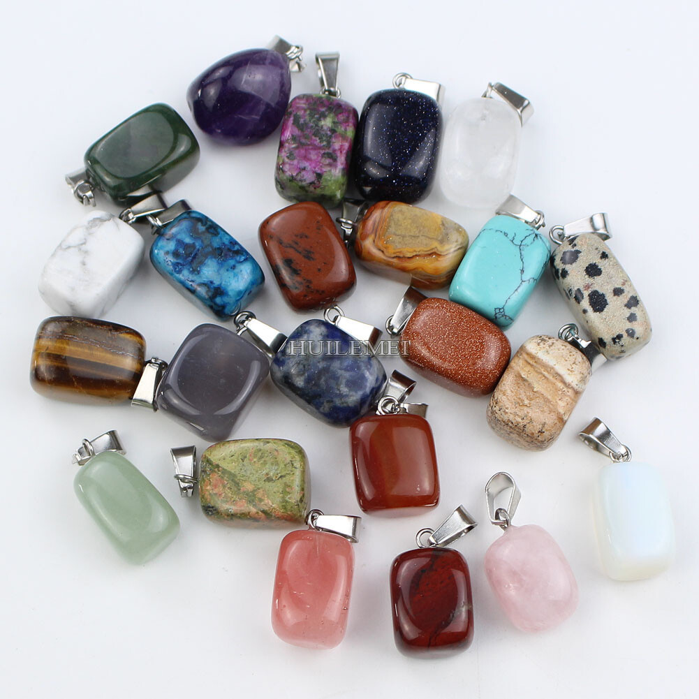 20pcs Mixed Natural Stone Irregular Shape Pendants Beads for Diy Jewelry Making