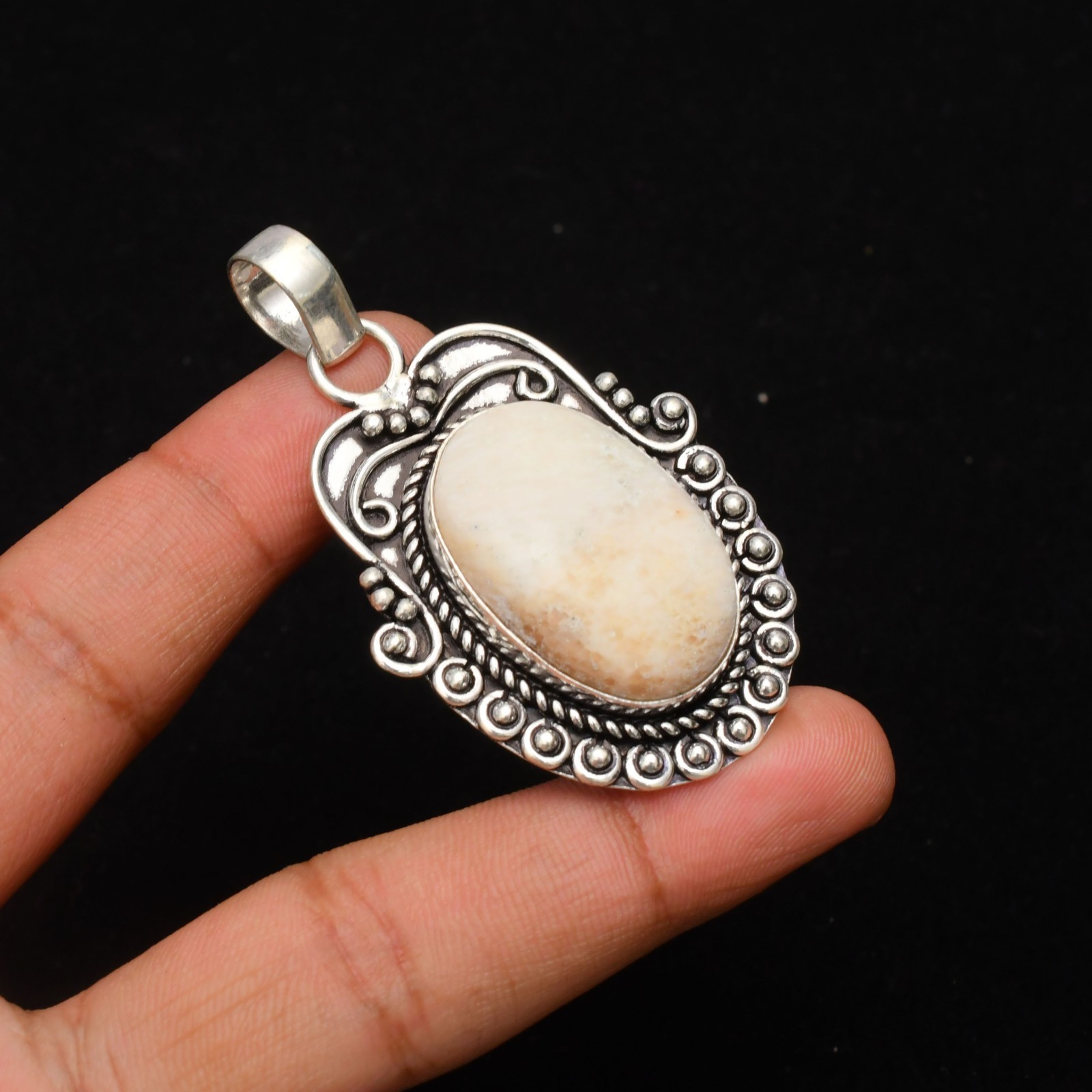 Scolecite Gemstone Handmade 925 Sterling Silver Jewelry Pendant 2.28″