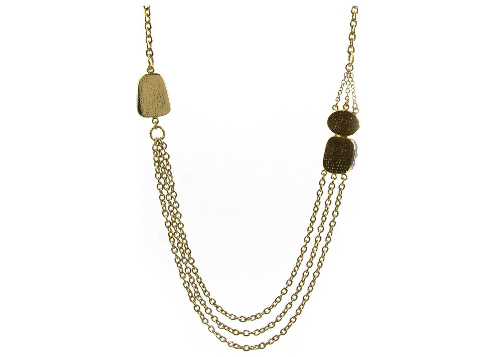 Women’s Genuine Black Obsidian & Amethyst Druzy Stone 33″ Layered Necklace