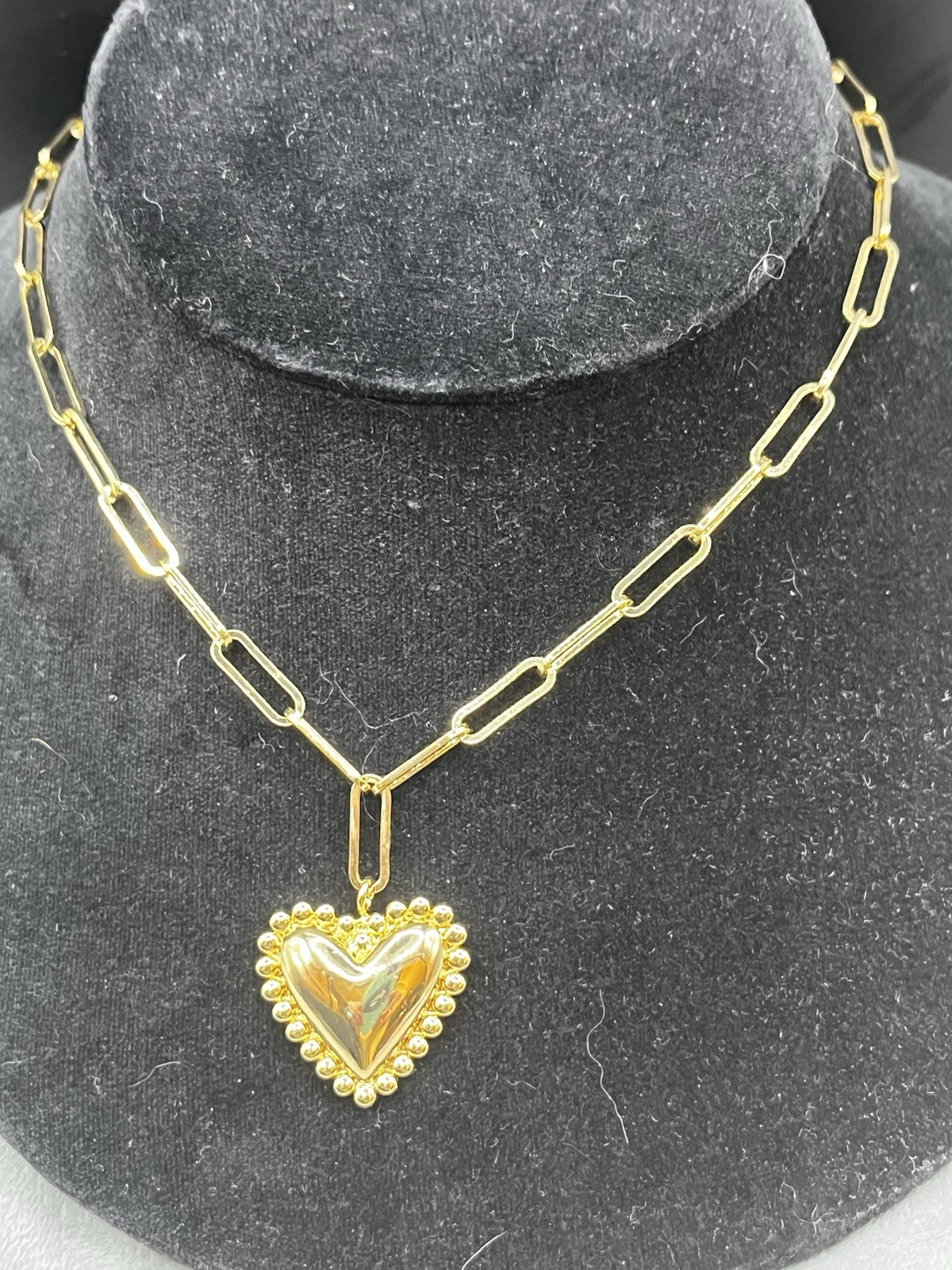 Modern stackable Michelle McDowell 18k Gold Plated Heart necklace 19” NWOT