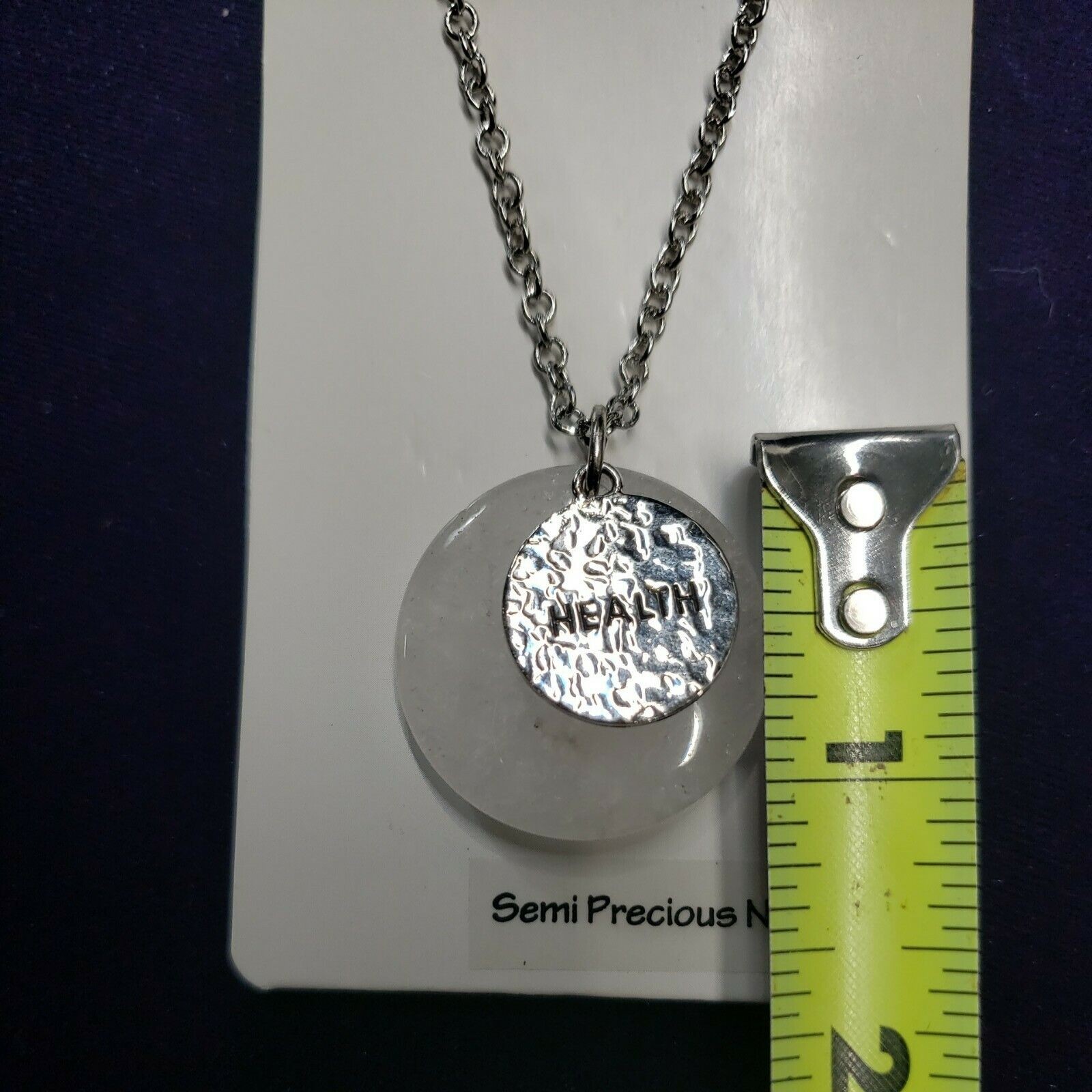 Crystal Health Semi Precious Real Quartz Stone, 28″ Silver Tone Chain, NWT