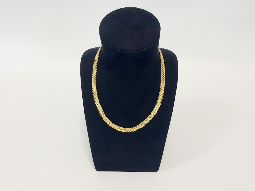 Solid 18K Yellow Gold Vintage Multi Layer Wide Necklace Chain 8mm 22in men/women