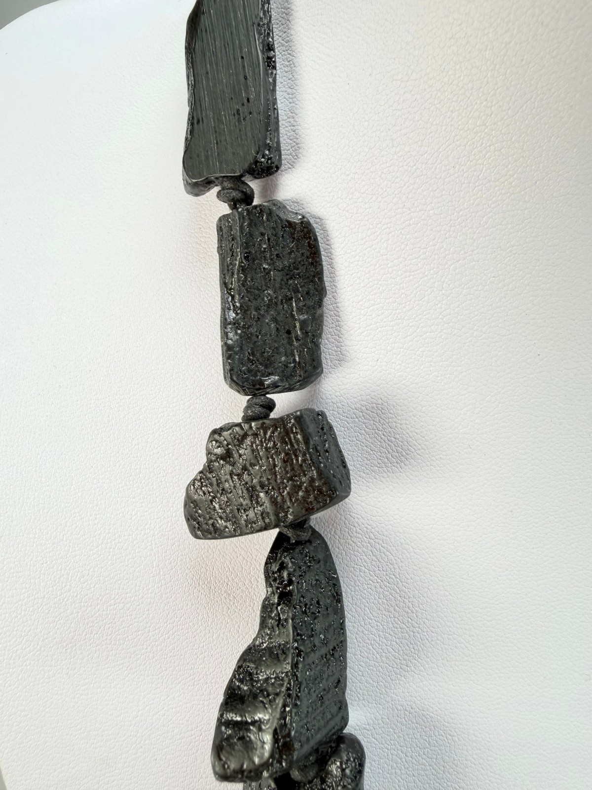 Jackie Brazil “Black Pieces” Charcoal Resin Necklace on Cord 45cm ( N2724 )