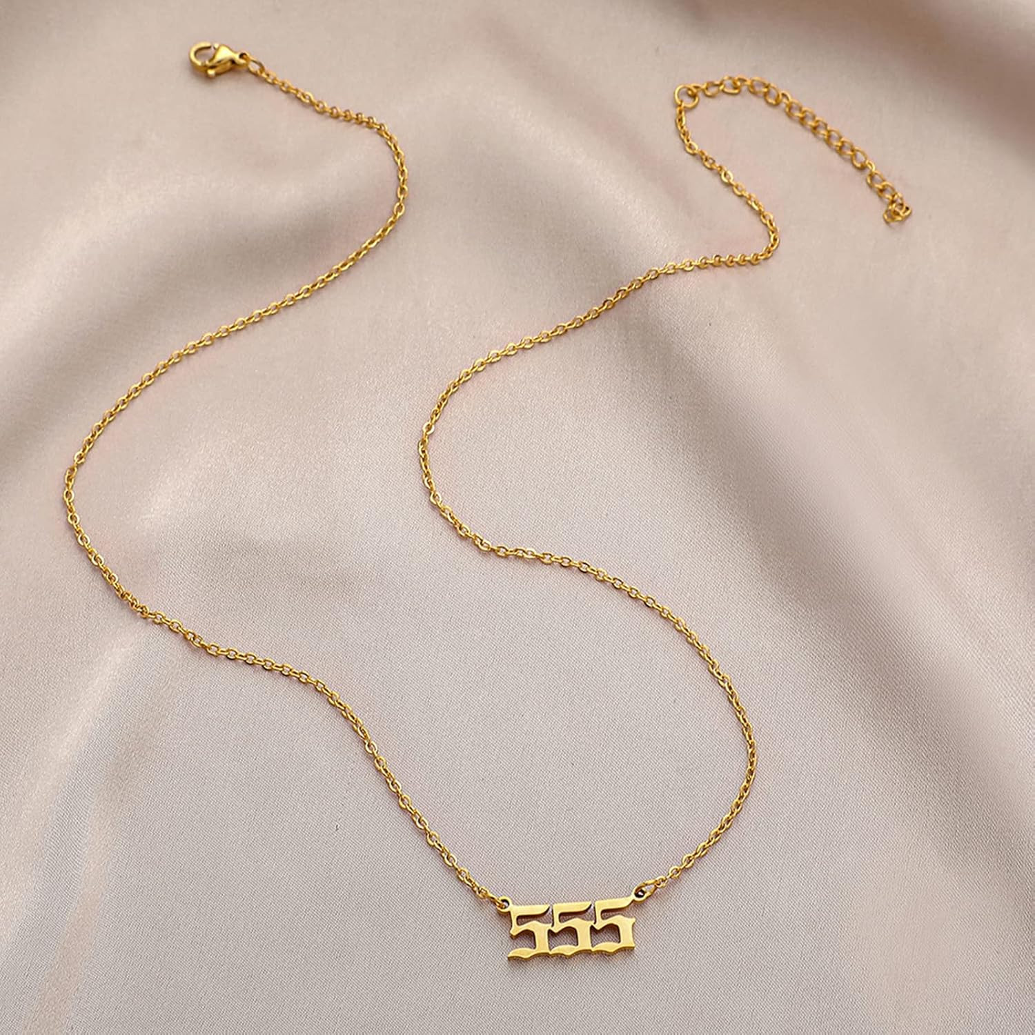 Angel Number Necklace, Dainty 18K Gold Plated Number 111 222 333 444 555 666 777