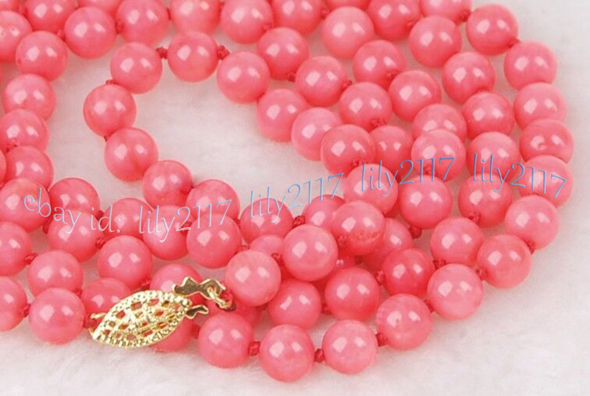 Natural 6-7mm Japan Sea Pink Coral Round Gemstone Beads Necklace 14-100 inch