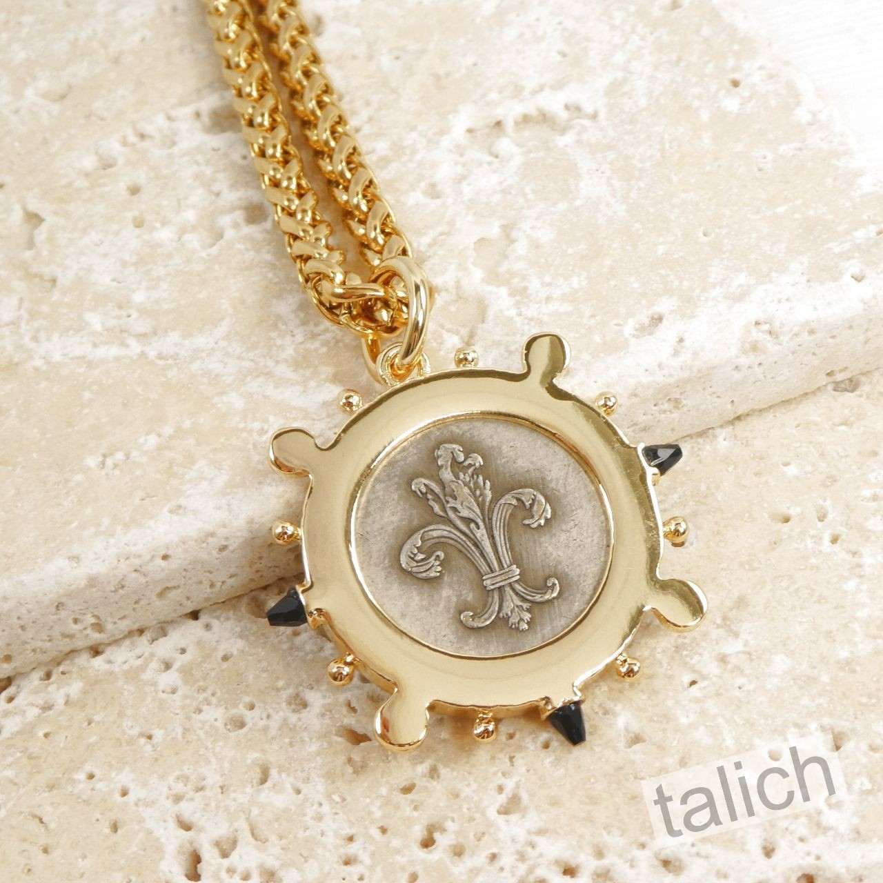 Designer VB&CO Vintage Style Pearl Accent French Bee Coin Pendant Necklace Chic