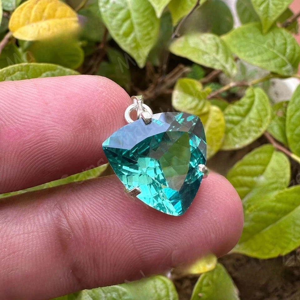Certified 15.80 Ct Natural Paraiba Tourmaline 925 Silver Pendant Loose Gemstone