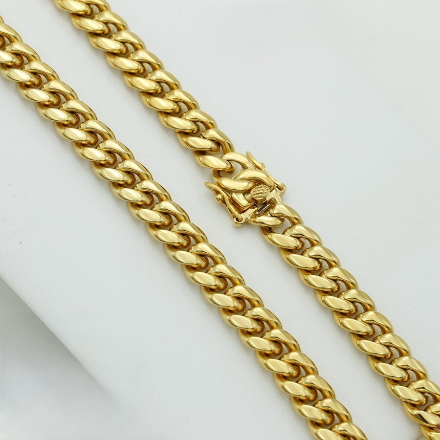 DG Men’s 24″Stainless Steel 10mm Miami Cuban Curb Chain Necklace Gold plated Box