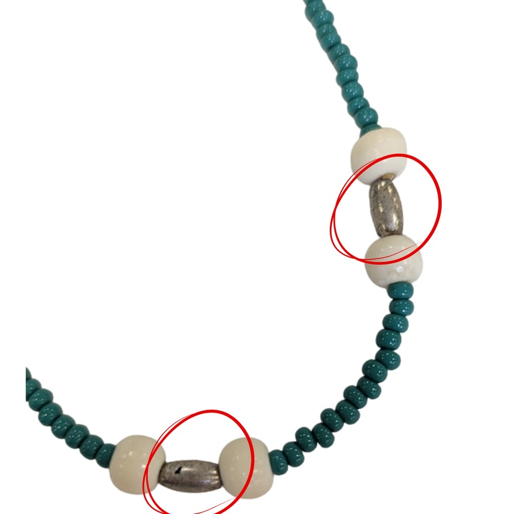 Coastal Boho Beaded Necklace | Turquoise Silver Tone Accents