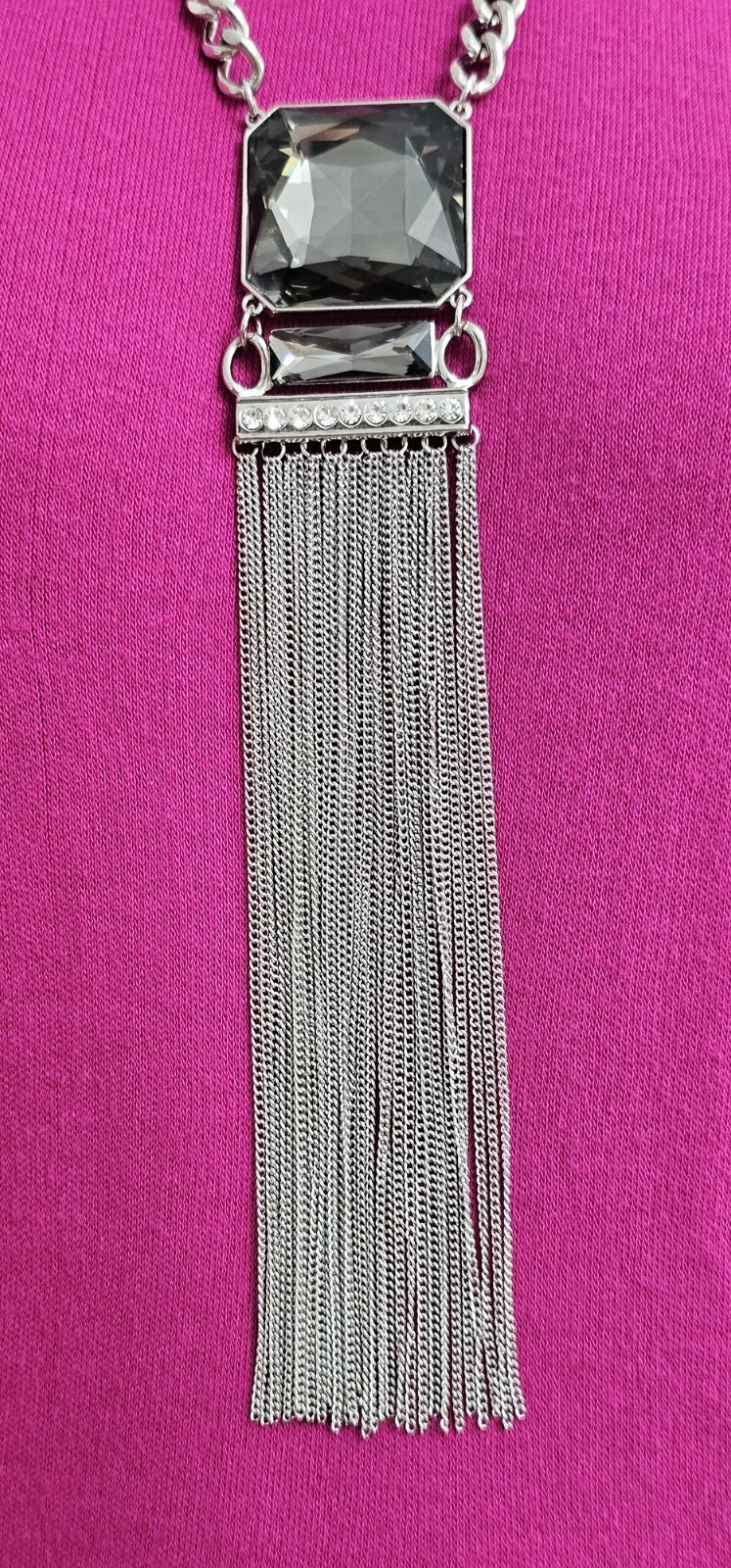 SIGNITURE SERIES long metal chain necklace silver tone 7.05 oz, 22″ Excellent co
