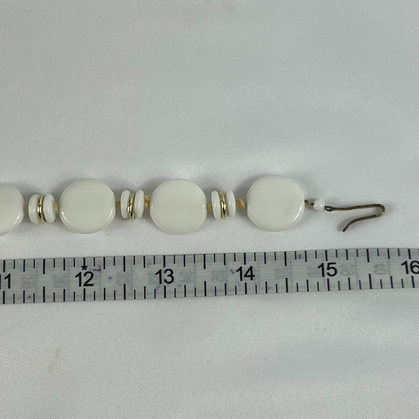 Milk Glass Necklace Round Bead Choker WWII West Germany 12 Inch Vintage