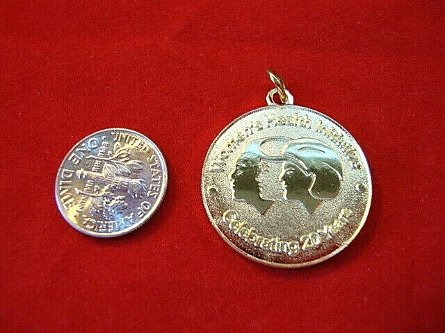Goldtone “Women’s Health Initiative Celebrating 20 Years” Round Pendant or Charm