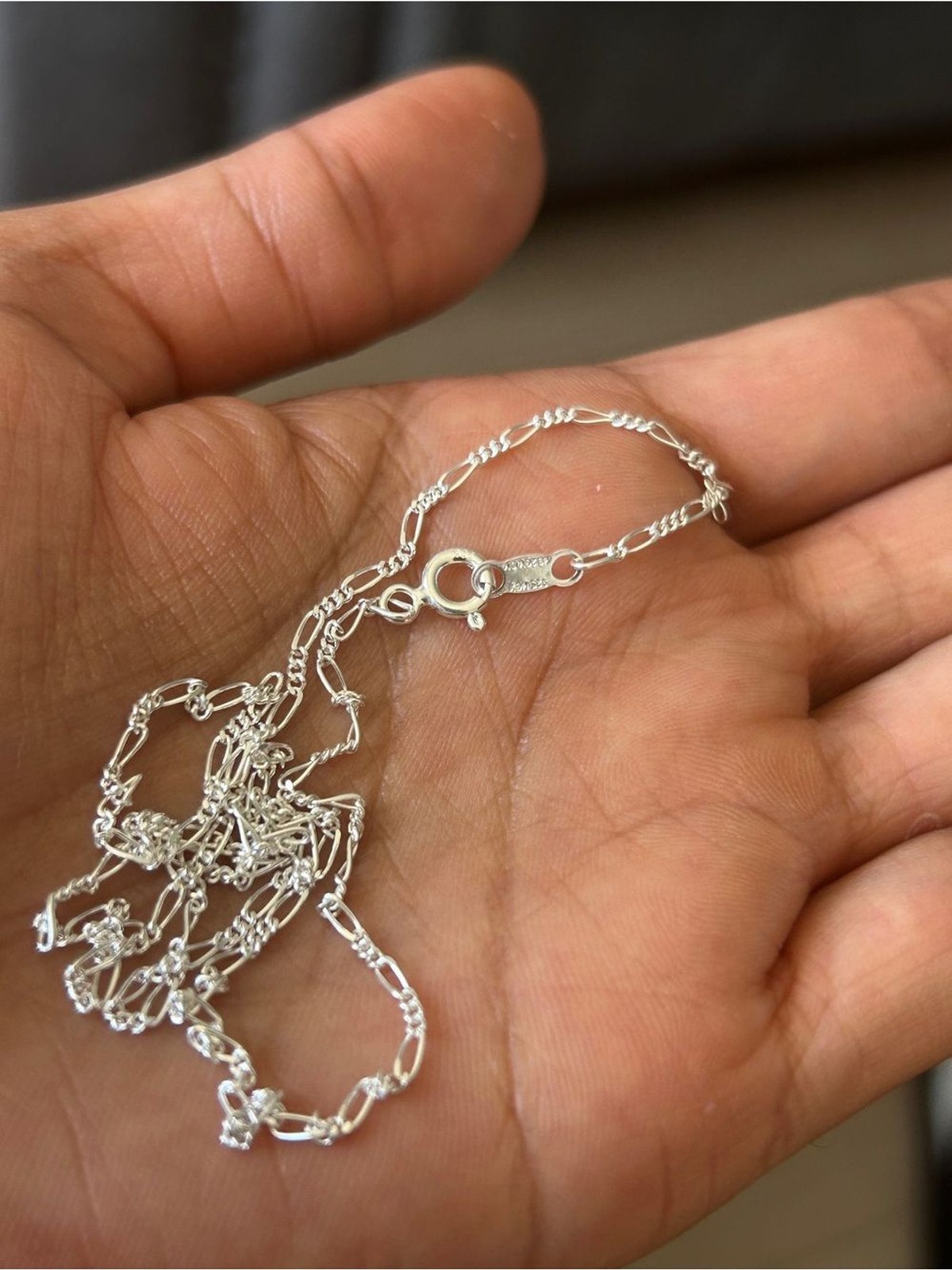 New Taxco Mexico 925 Sterling Silver Figaro Necklace 50 cm 2.21 G Delicate Chain