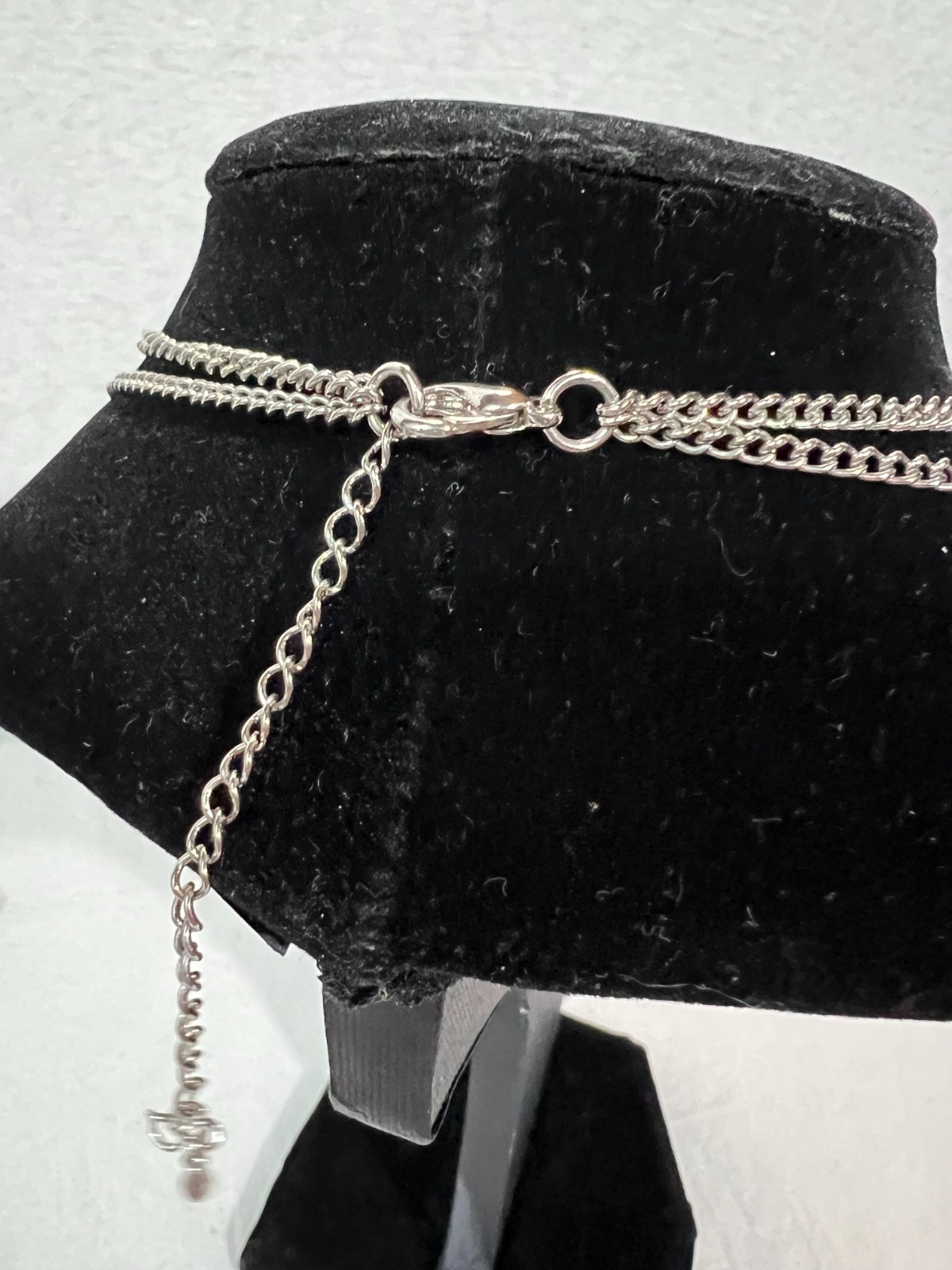 Swarovski Neckless Two Tier Colorless Crystal Beads Tear Drop Silver Chain 9″