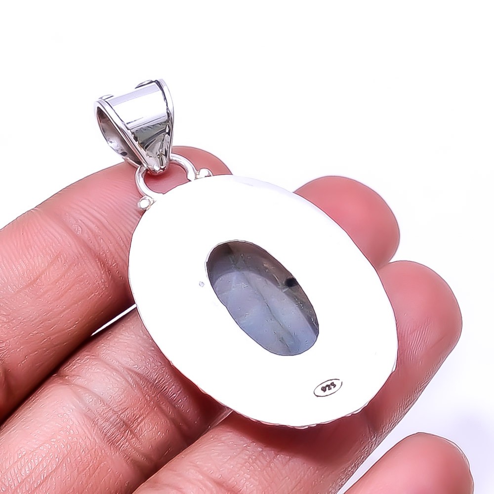 Natural Labradorite Fine Art 925 Sterling Silver Pendant 2.15″ P7 Christmas Gift