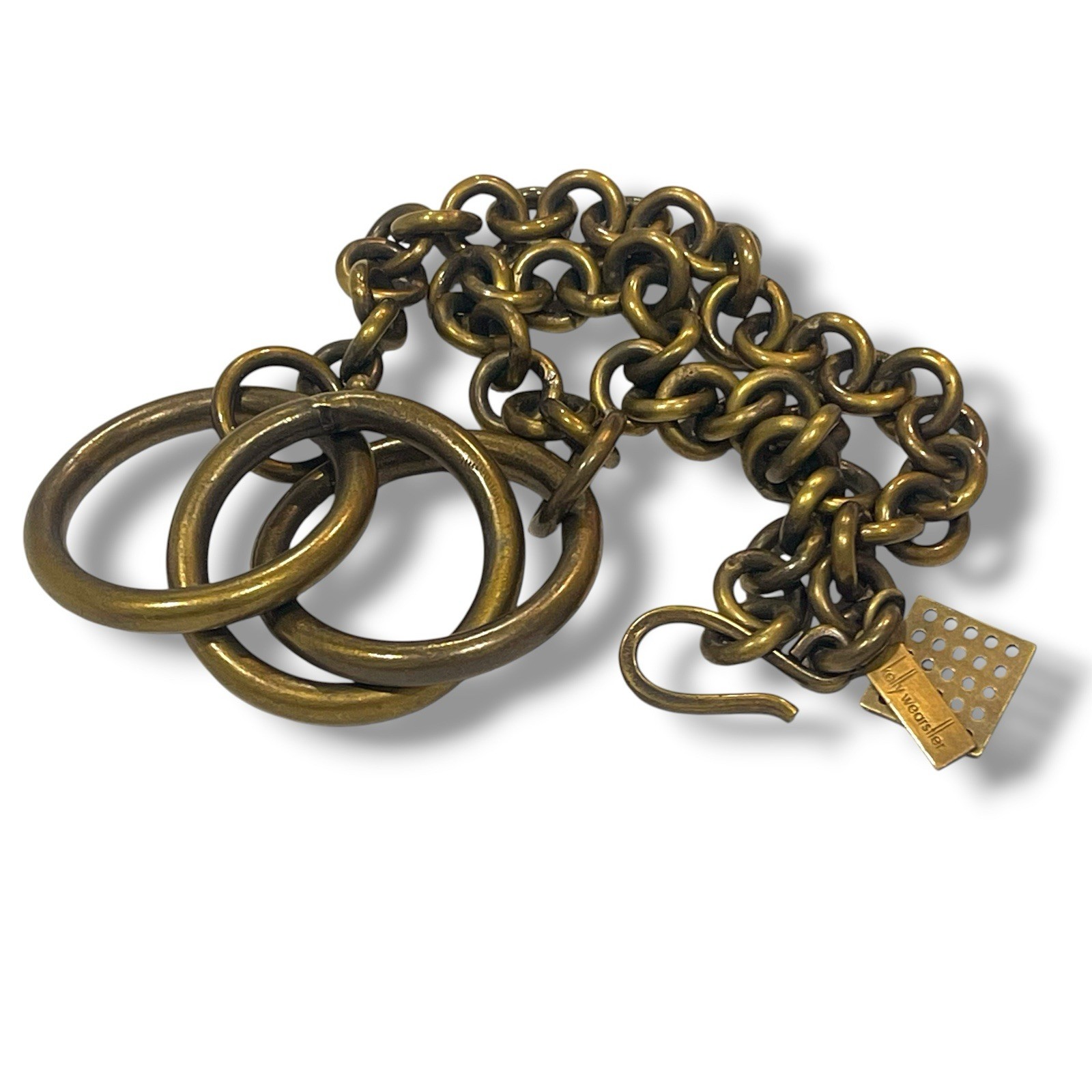 Kelly Wearstler Chain Link Necklace Brutalist Connected Disc Hoop Designer 18”