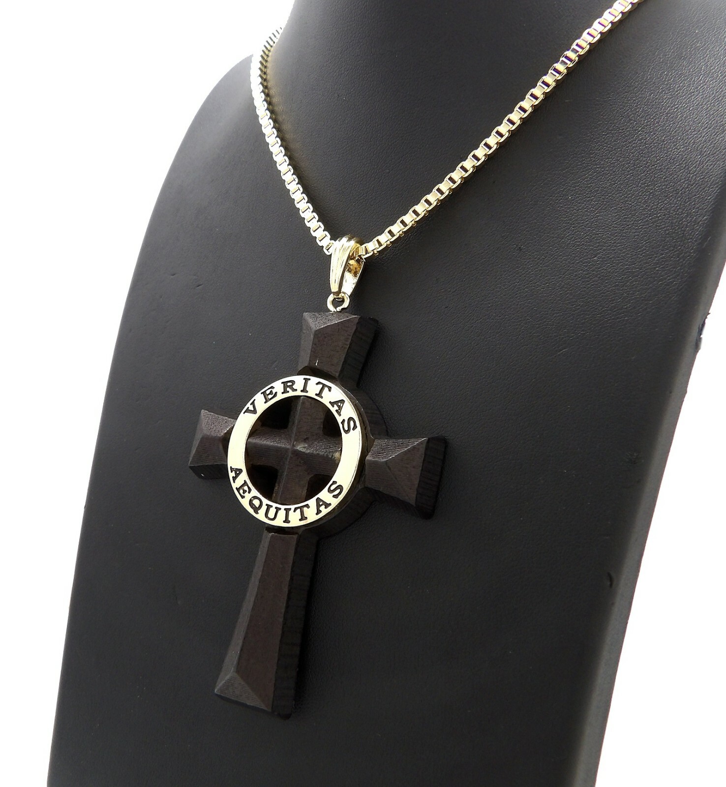 Veritas Aequitas Boondock Saints Cross Pendant 3mm/24″,30″ Box Chain Necklace