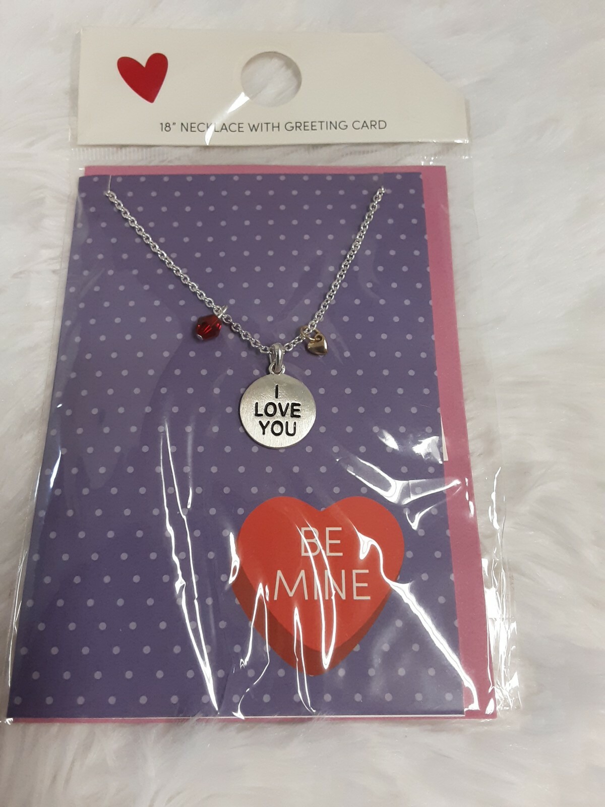 Valentine’s Day 18″ Silver Tone Necklace W/Charms & Greeting Card BNWT!