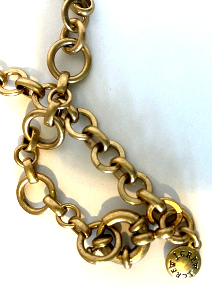 J Crew Gold tone Chunky Flower Pearl Crystal Bouquet Long Statement Necklace 30″