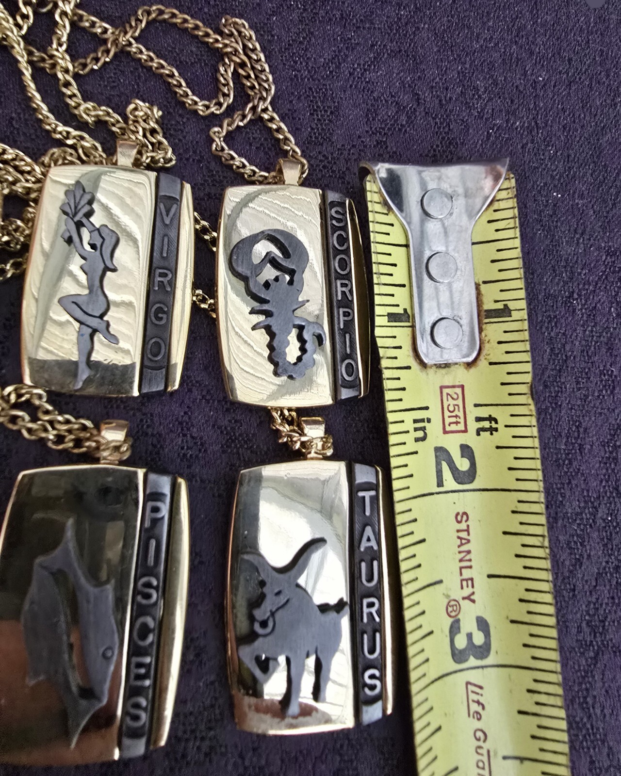 12 – Goldtone Horoscope Zodiac Signs Dog Tag Pendant Necklace 12 – Constellation