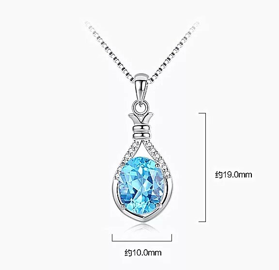 Stunning Blue Topaz 18K Rose / White Gold Filled Vase Pendant Necklace