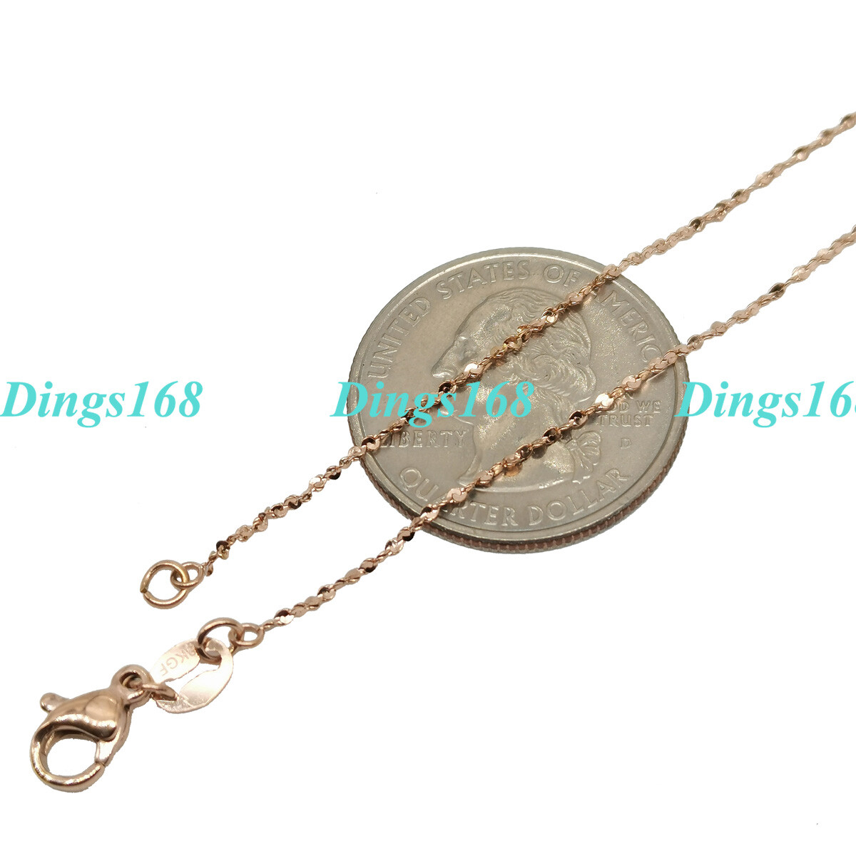 Real 18K Rose Gold Filled 1mm Thin Starry Chain Necklace 16/18″/20″/22″/24″ S127