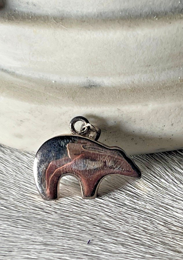 Silver Unisex Bear Pendant 1 x .75 in Silver Small Bail for Chain Polar Grizzly