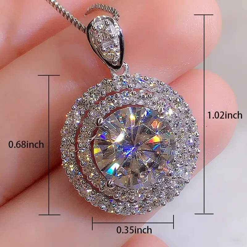 Moissanite Solitaire Pendant Bling Necklace 925 Silver Plated For Women Necklace