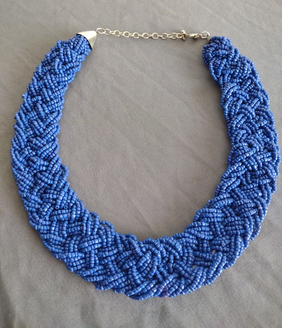 Statement Boho Glass Seed Bead Necklace Jewelry Lot Red Blue Chunky Braided