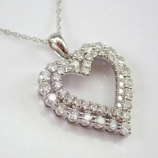 2.00Ct Round Cut Simulated Diamond Women’s Heart Pendant 14K White Gold Plated