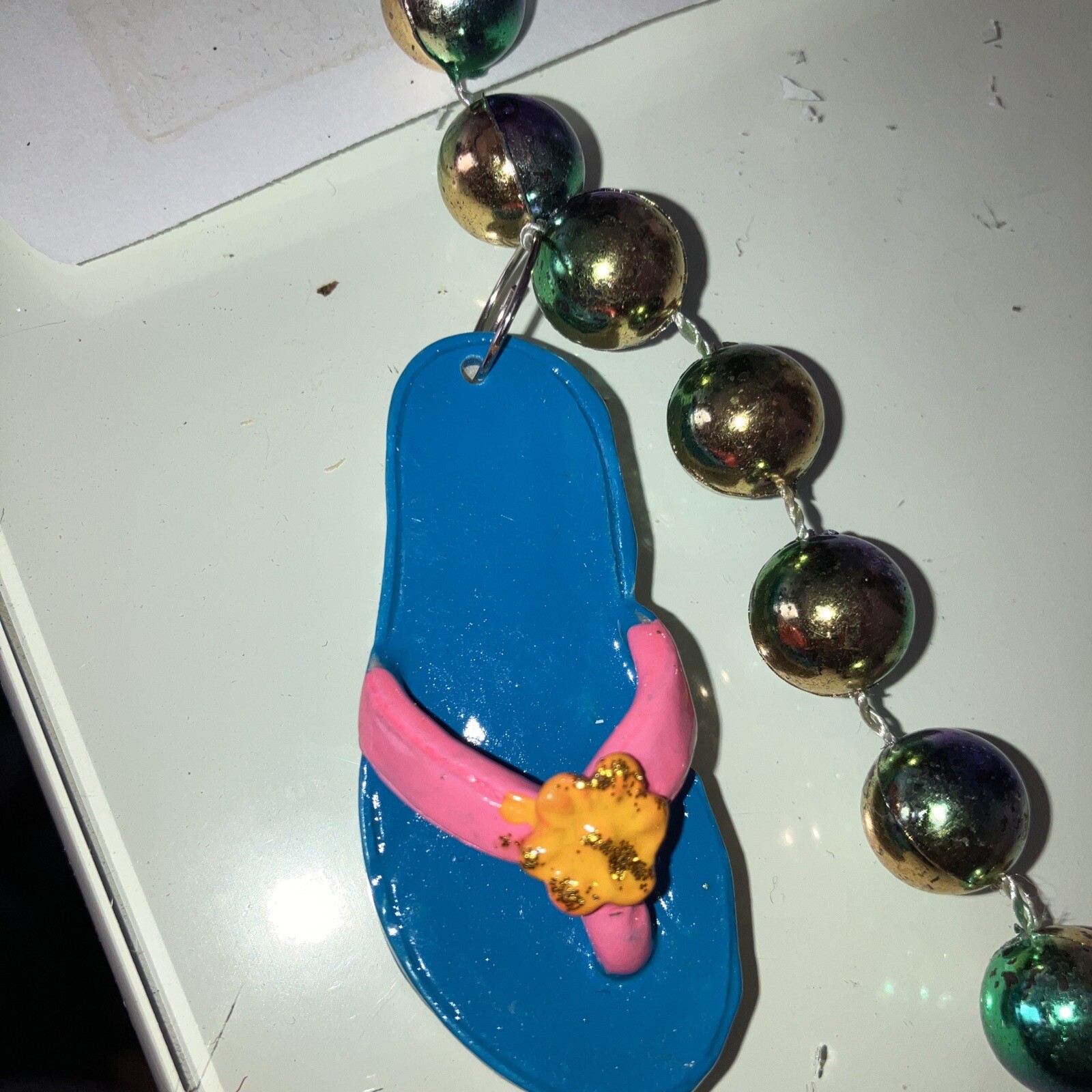 Adult/Teen Unisex Colorful, 5 Flip flops Beaded Necklace