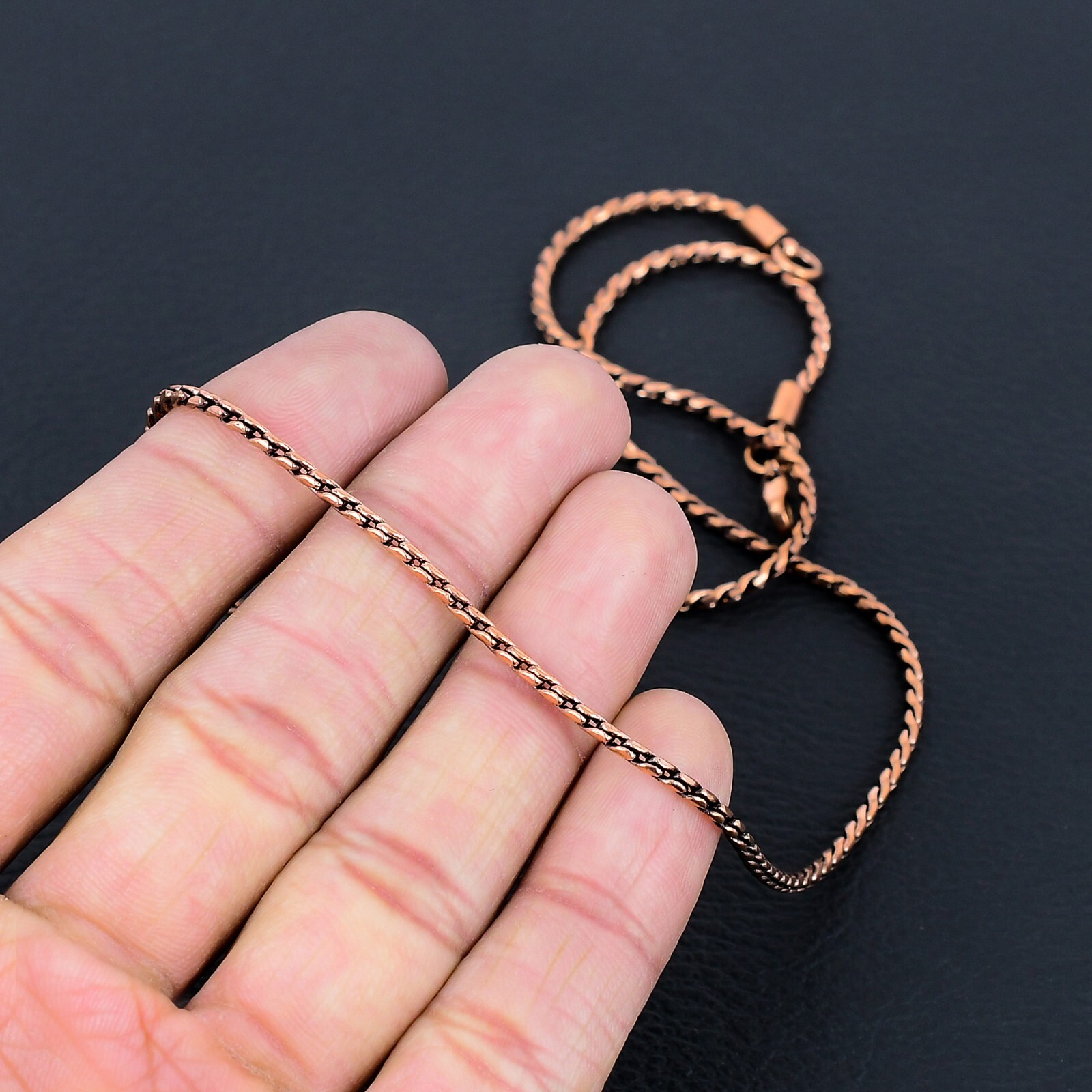 24″ Copper Bead 25 Pic Chain With Hook or Lobster Clasp,Solid High Finished lot