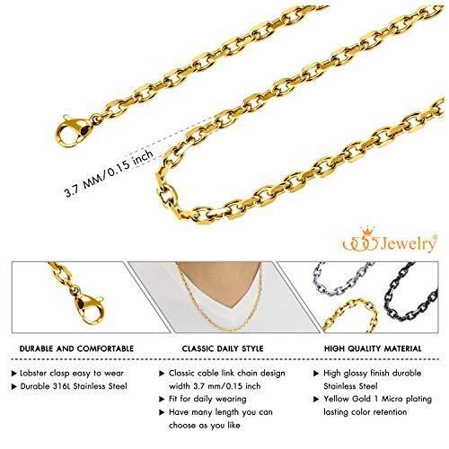 555Jewelry 5mm Stainless Steel Cable Chain Necklace for Men & Women, 16-24 Inch