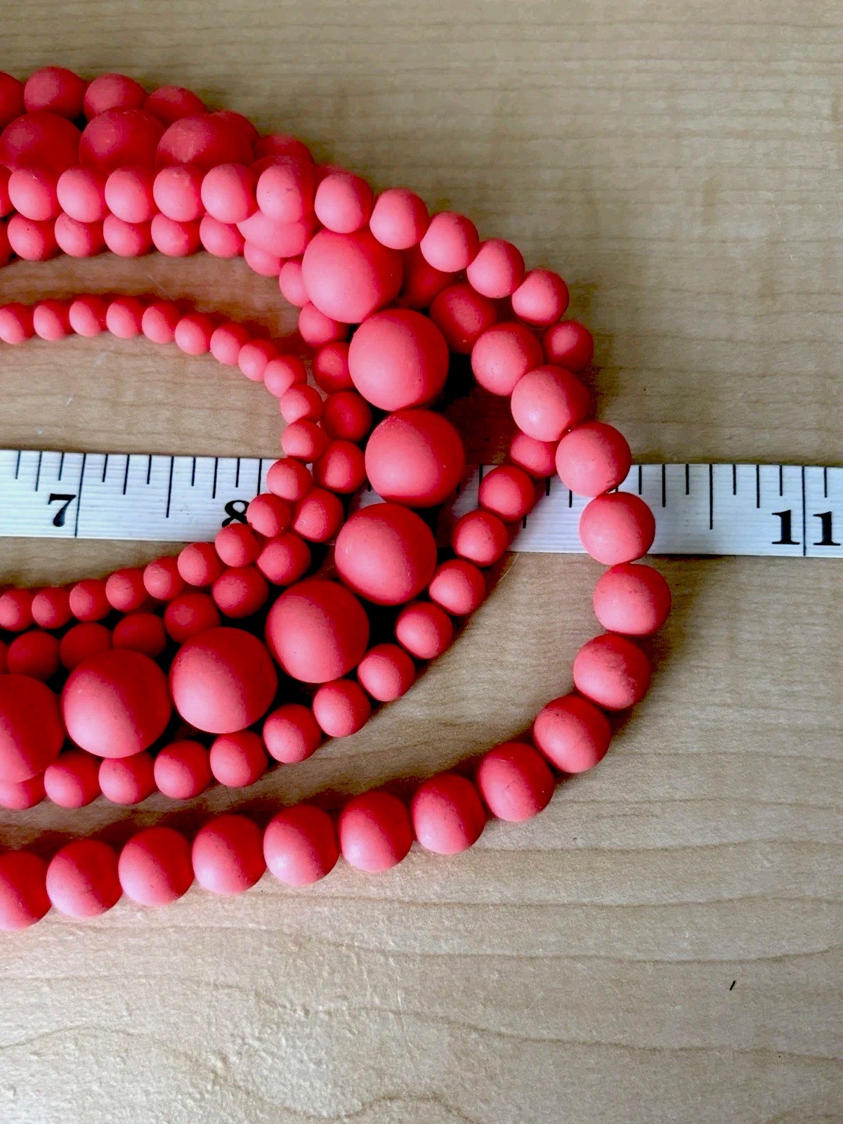 Charming Charlie Coral Colored Beaded Necklace- Multi Strands- 16-20 In Length