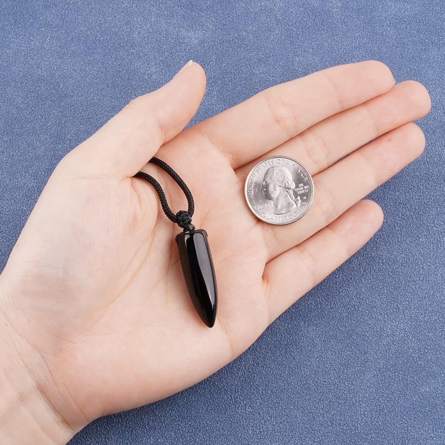 Black Obsidian Bullet Point Pendant Healing Reiki Protection Amulet Necklace